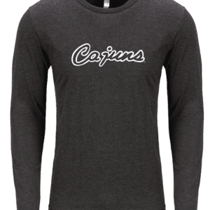 A long sleeve t-shirt with the word cajuns on it.