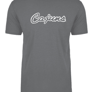 A gray t-shirt with the word " cajuns ".