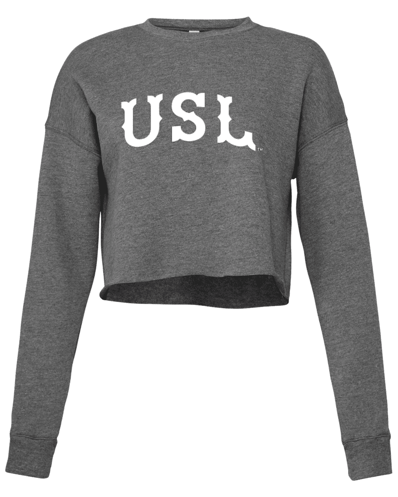 A gray sweatshirt with the letters usl on it.