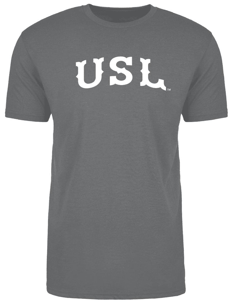 A gray shirt with the letters usl on it.