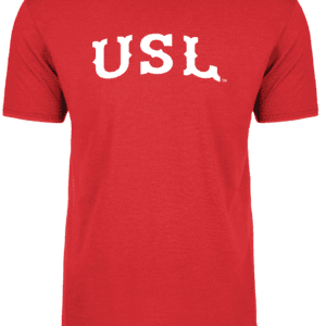 A red shirt with the letters usl on it.